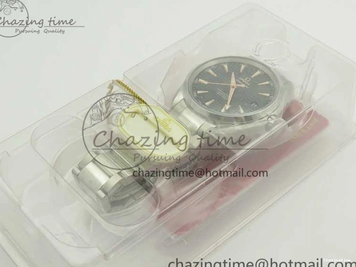 0421 FlexibleFit Aqua Terra 150M SS VSF 1:1 Best Edition Black Wave Textured Dial RG Hand on SS Bracelet A8500 Super Clone 8032